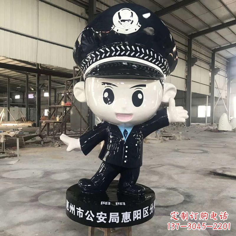 黄冈可爱的警察卡通雕塑