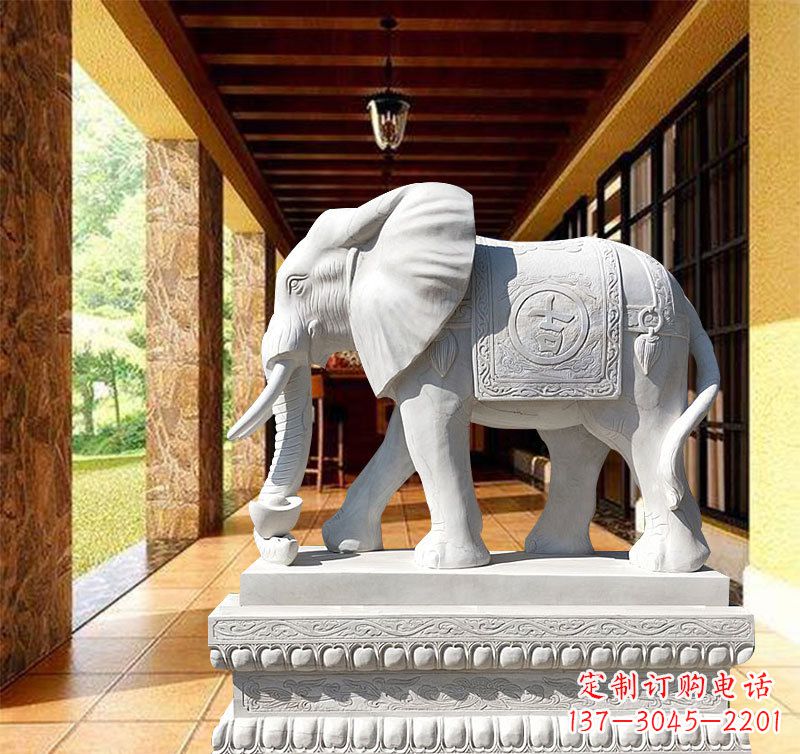 黄冈刻绘大象石雕