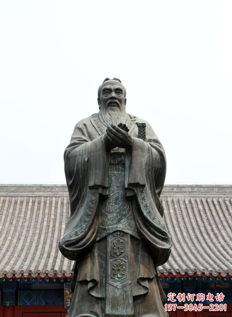 黄冈高雅古典,孔子青铜雕塑