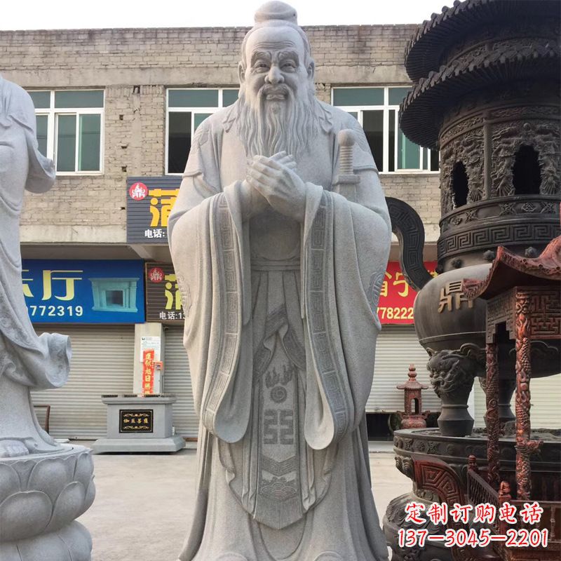 黄冈孔子石雕头像