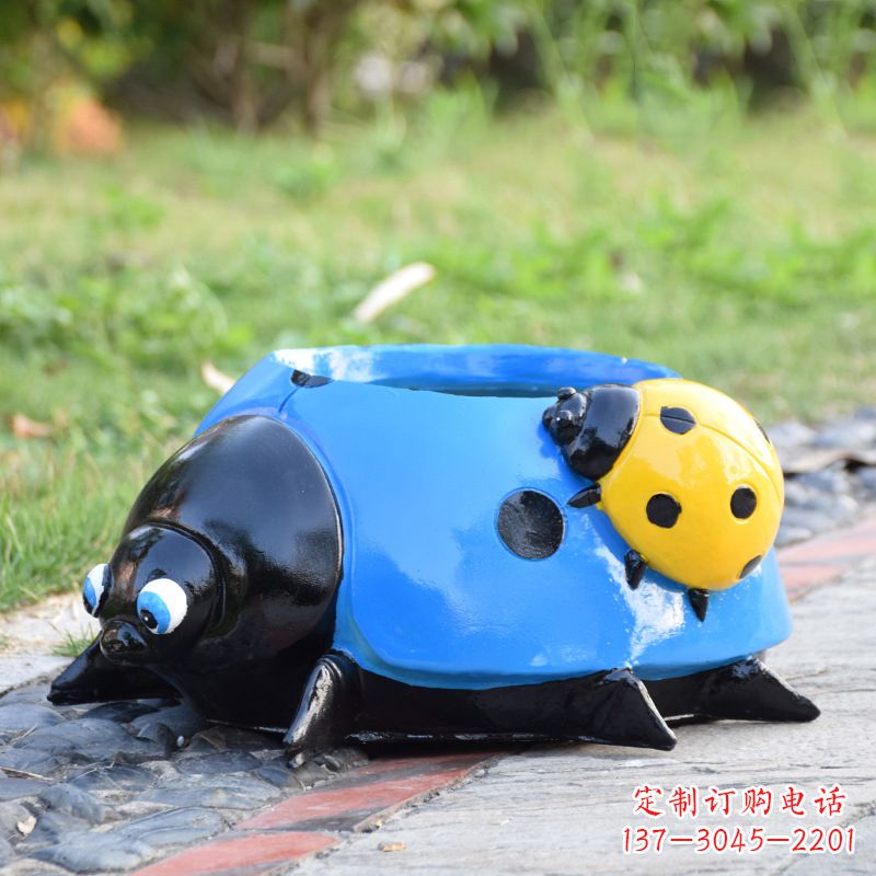 黄冈蓝色玻璃钢七星瓢虫花盆
