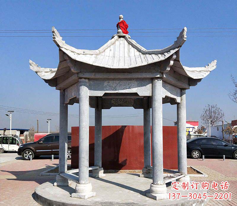 黄冈六角仿古凉亭雕塑,古朴迷人