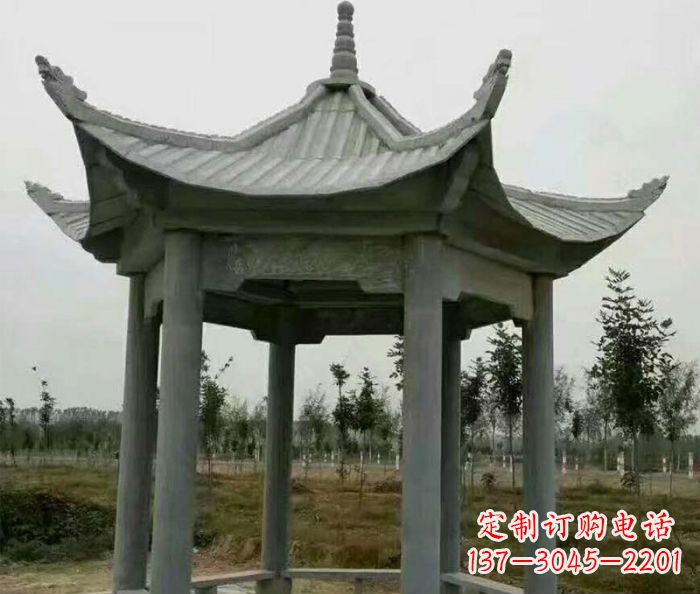 黄冈六角石雕凉亭 (3)