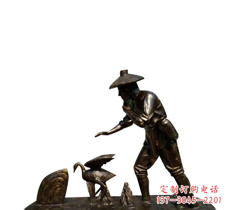 黄冈鸬鹚和渔翁铜雕