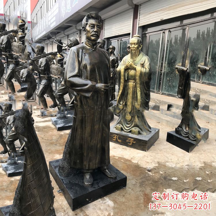 黄冈鲁迅立像校园名人仿铜雕像