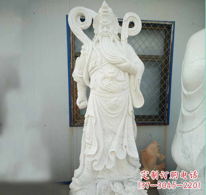 黄冈手工汉白玉关公雕塑
