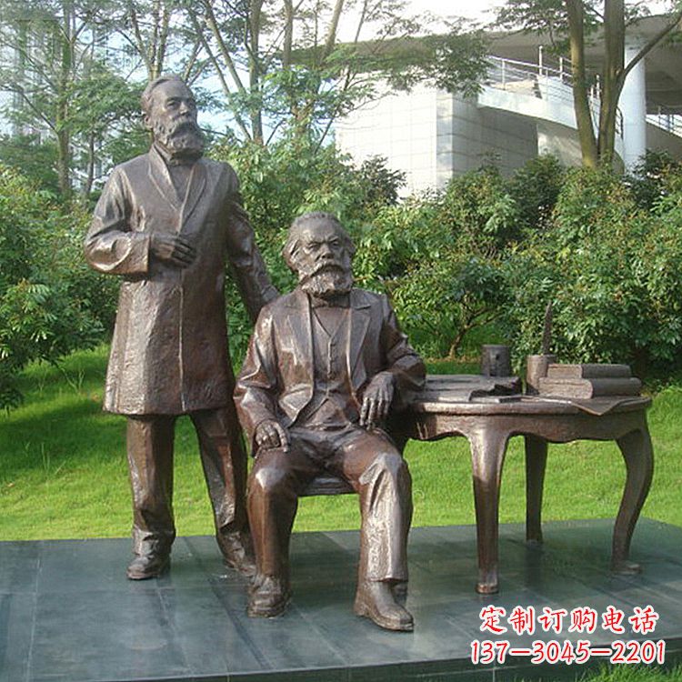 黄冈恩格斯铜雕塑，现代城市情景细节体现