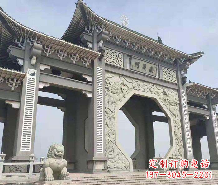 黄冈南天门牌坊石雕,工艺精美,精雕细琢