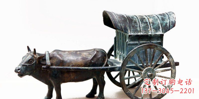 黄冈定制牛车景观铜雕塑