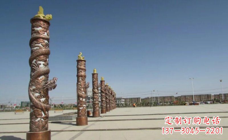 黄冈中领雕塑|专业定制盘龙柱广场柱子铜雕