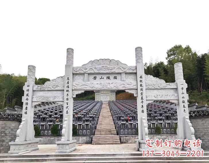 黄冈精致雕刻的三门石牌坊雕塑