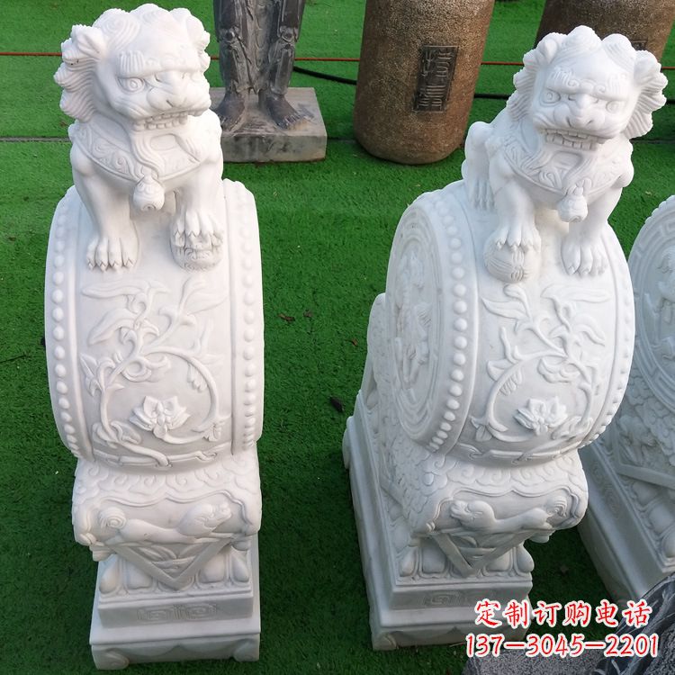 黄冈石雕青石貔貅门墩雕塑