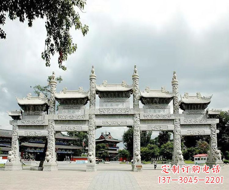 黄冈石雕五门牌坊