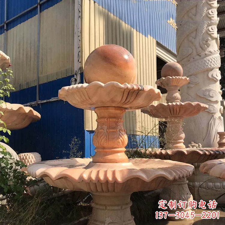 黄冈石雕五福临门风水球