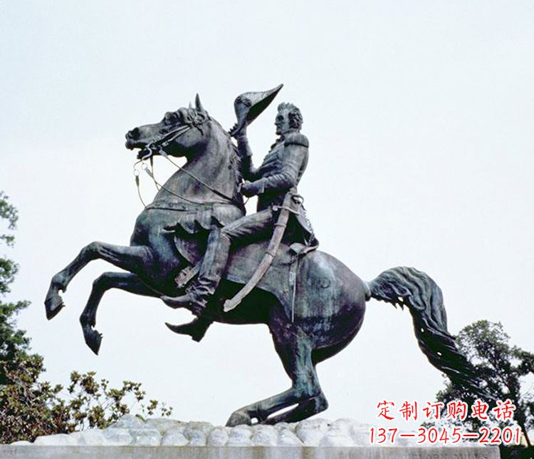 黄冈石雕西方骑马人物雕塑