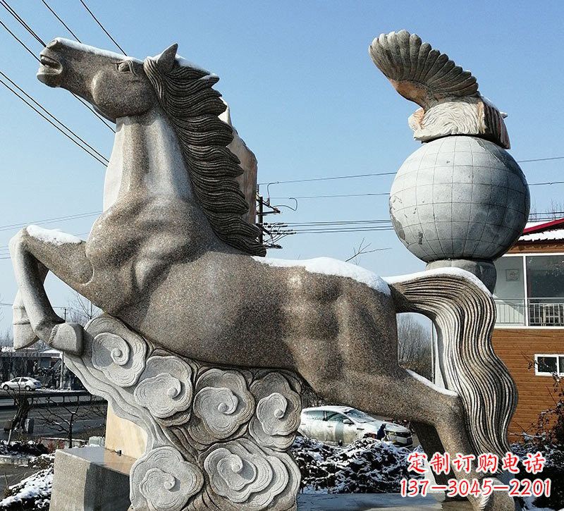 黄冈石雕祥云奔马