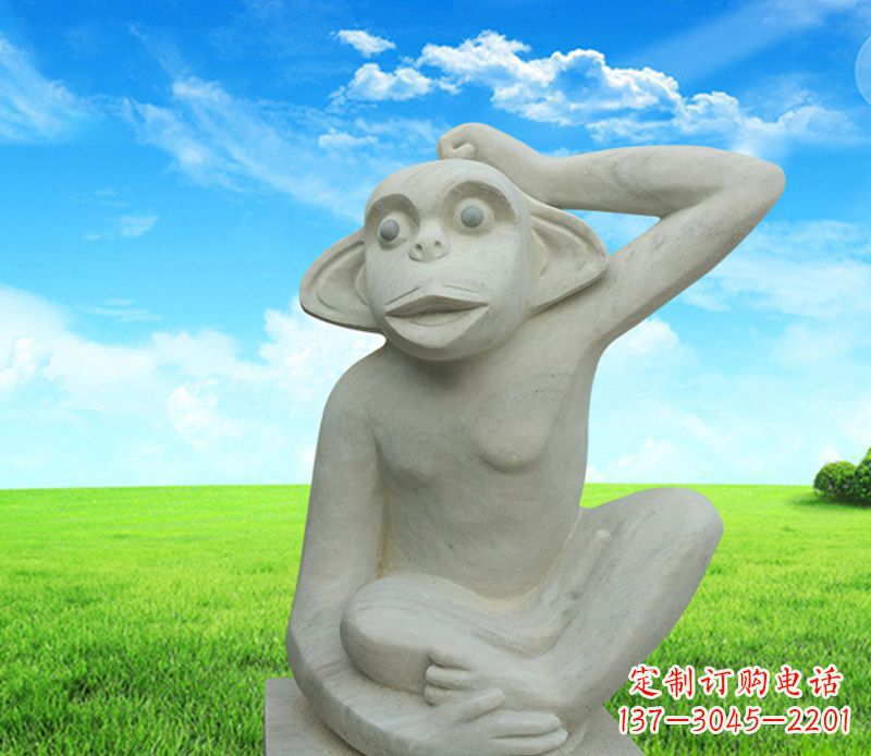 黄冈石雕小猴子