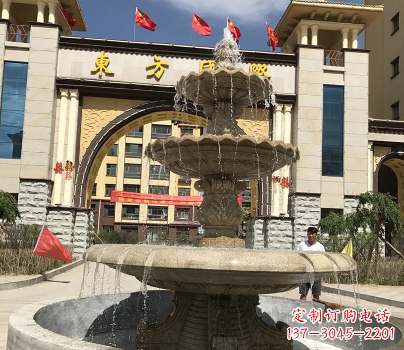 黄冈石雕小区大型喷泉雕塑