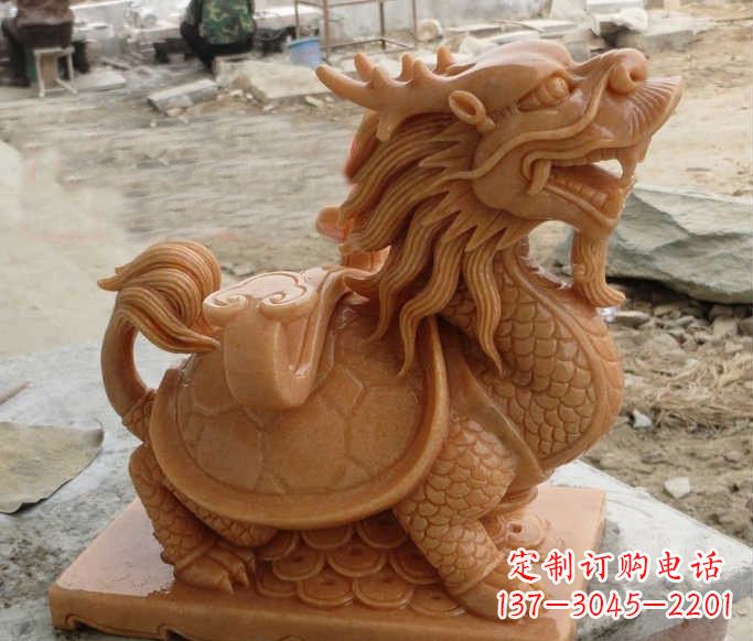 黄冈石雕招财龙龟