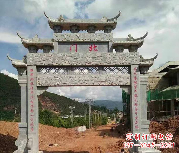 黄冈石牌坊单门牌坊石雕