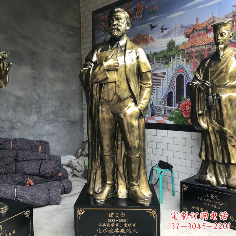 黄冈世界名人瑞典著名化学家诺贝尔仿铜雕像