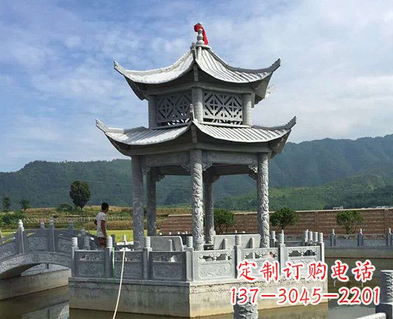 黄冈双层仿古凉亭石雕_1