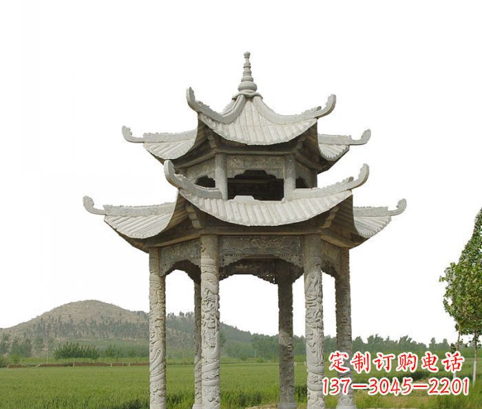黄冈双层仿古石雕凉亭