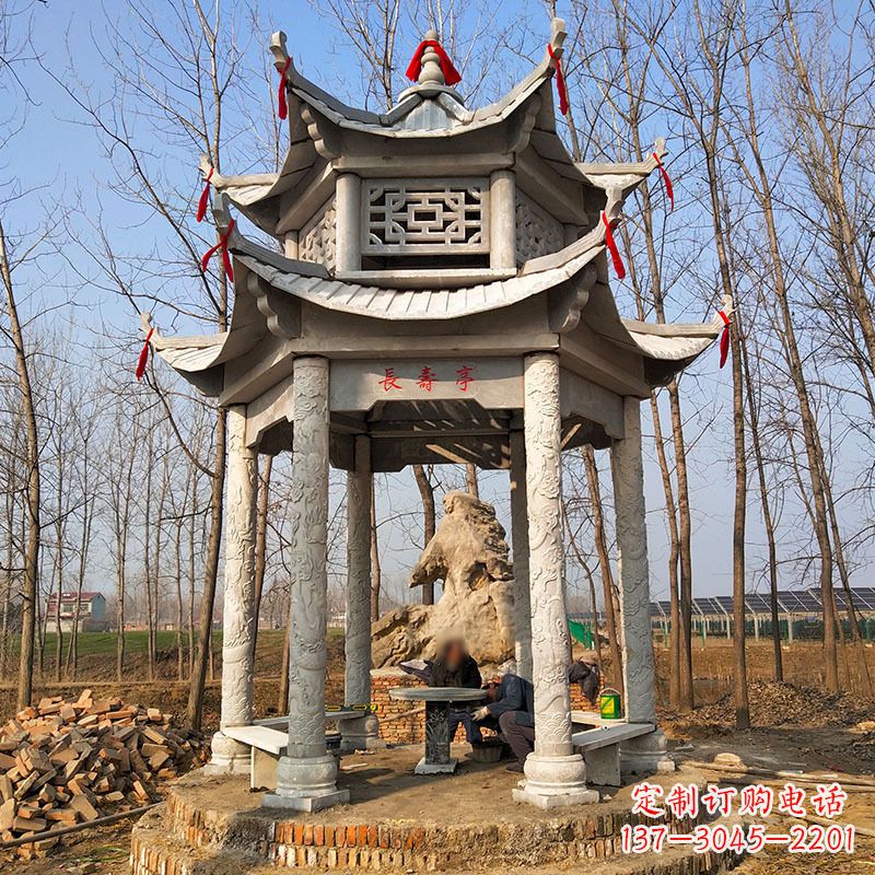 黄冈双层六角石凉亭