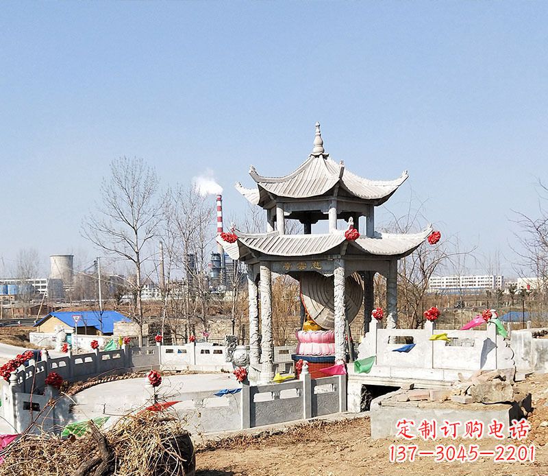 黄冈双层石凉亭石雕 (2)