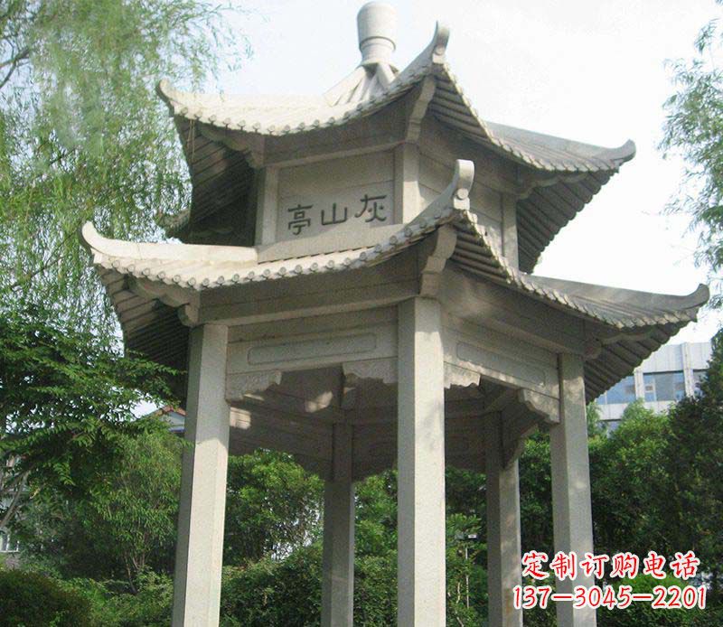黄冈双层石凉亭石雕