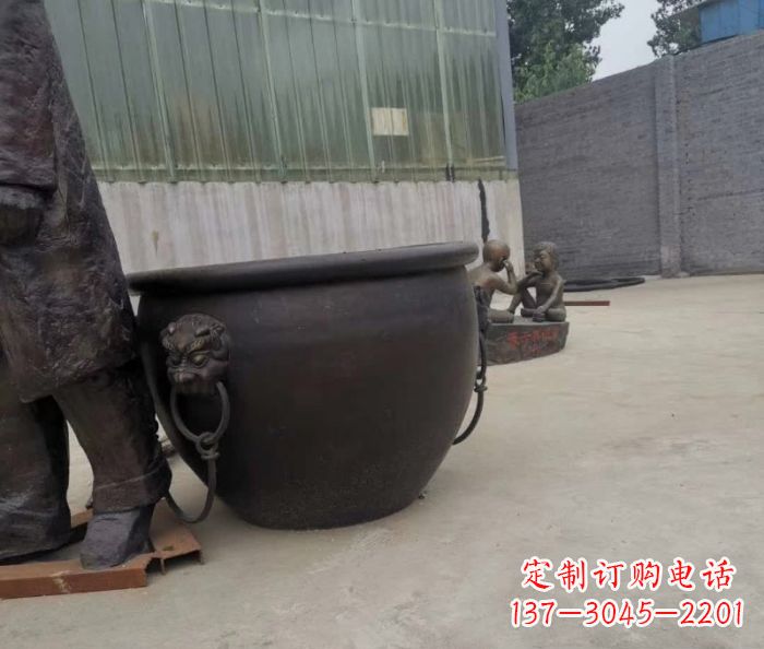 黄冈水缸铜雕塑 (2)