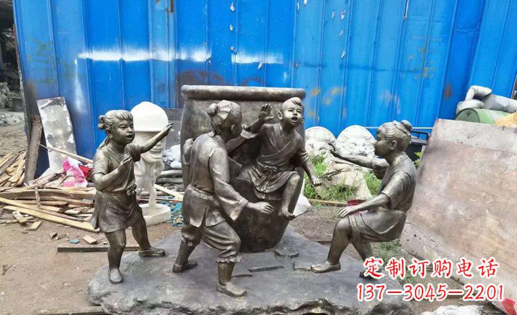 黄冈司马光砸缸铜雕 (2)
