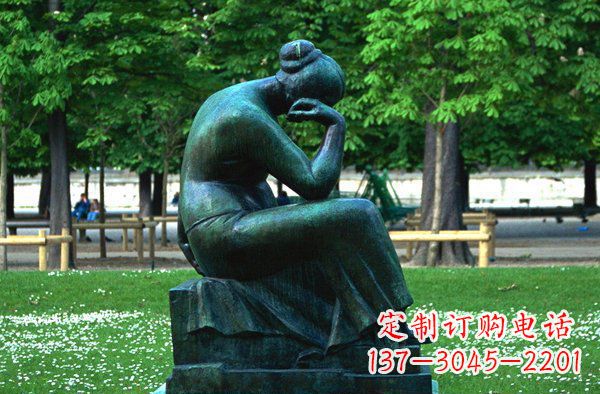 黄冈思考的女人青铜人物铜雕