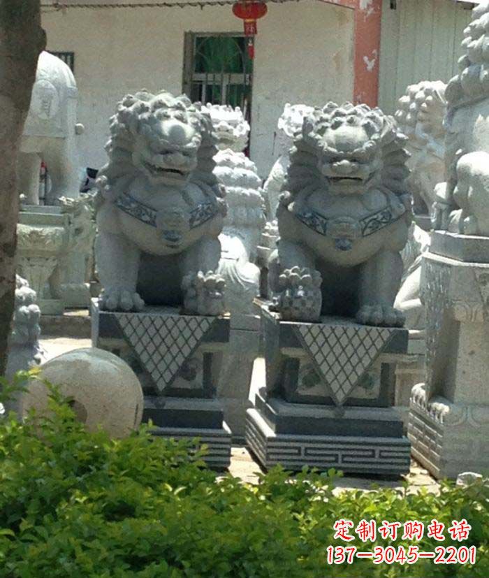 黄冈寺庙景观仿古石狮子