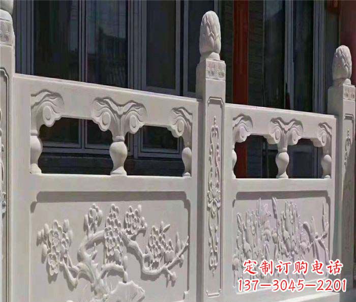 黄冈寺庙景观汉白玉石浮雕栏板 (2)