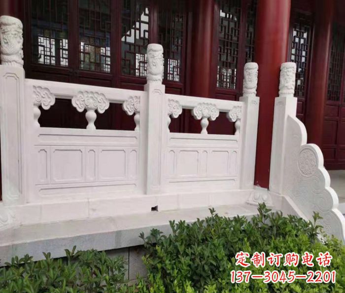 黄冈寺庙景观汉白玉石浮雕栏板 (3)