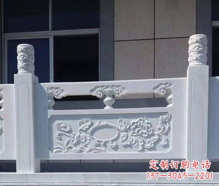 黄冈寺庙景观汉白玉石浮雕栏板 (4)
