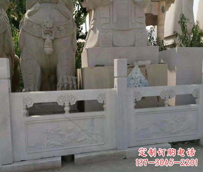 黄冈寺庙景观汉白玉石浮雕栏板