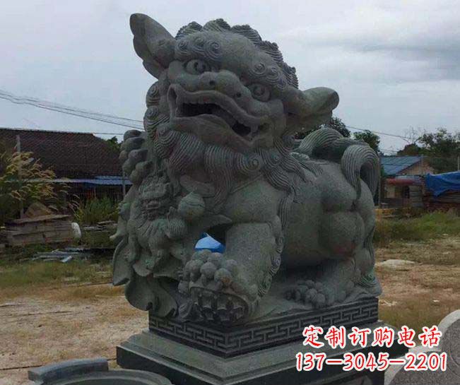 黄冈寺庙景观南方狮子石雕
