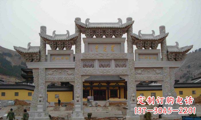 黄冈寺庙景观三门五楼石牌坊