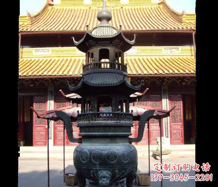 黄冈寺庙景观香炉铜雕
