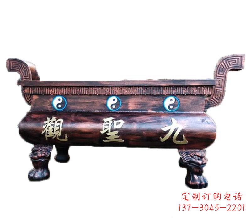 黄冈寺庙九龙香炉铜雕