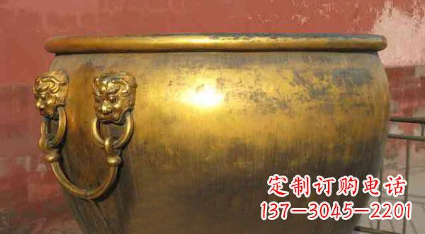 黄冈寺庙水缸铜雕 (2)