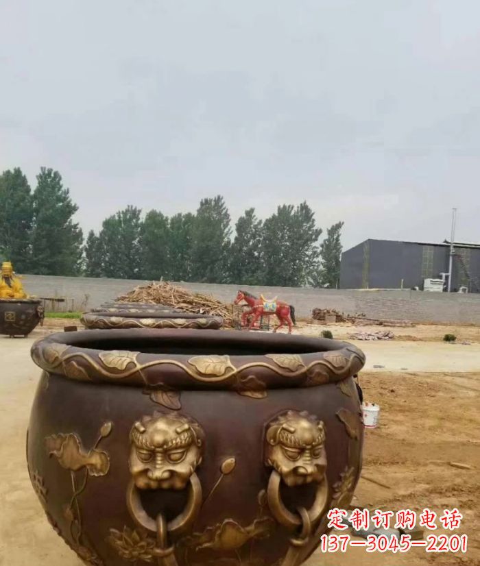 黄冈寺庙水缸铜雕 (4)