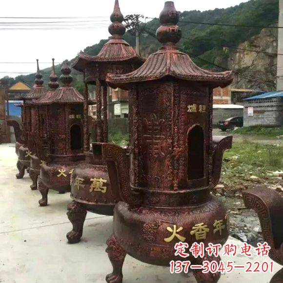 黄冈寺庙铜香炉雕塑