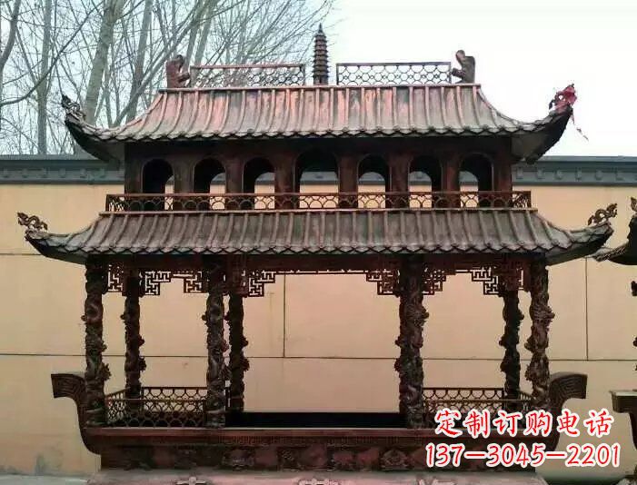 黄冈寺庙香炉铜雕 (3)