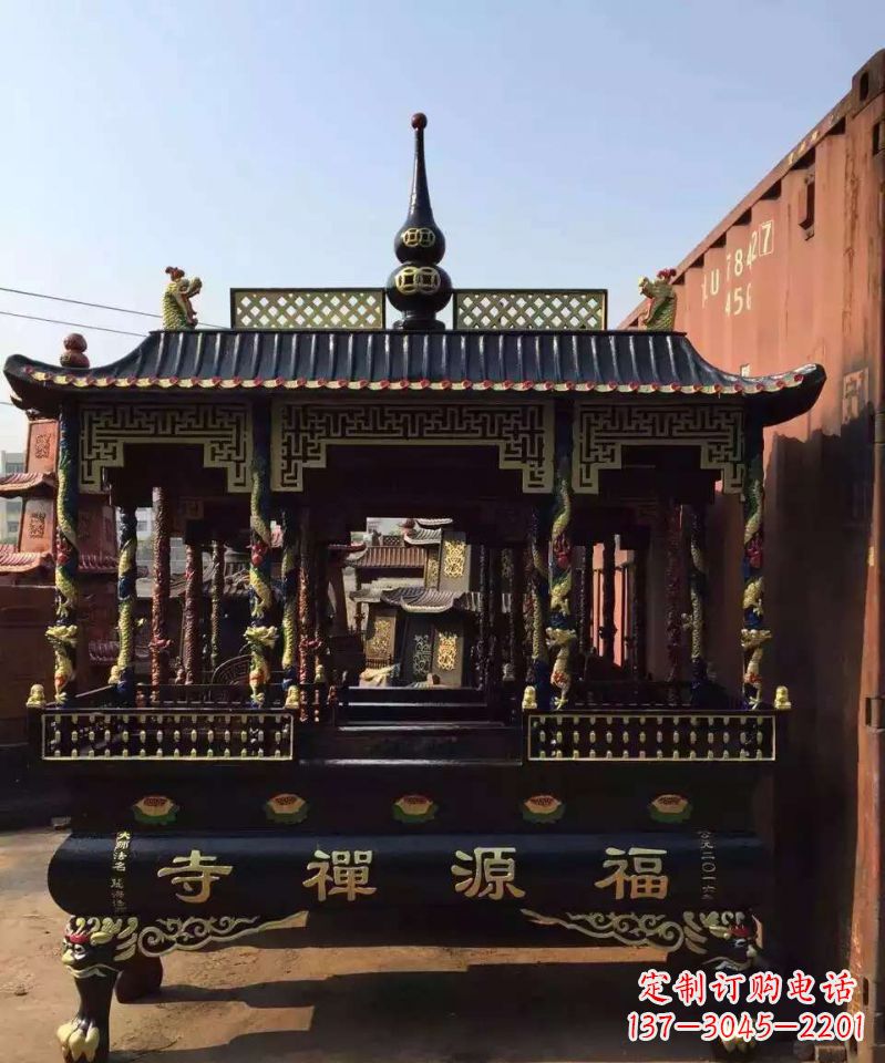 黄冈寺庙香炉铜雕 (2)
