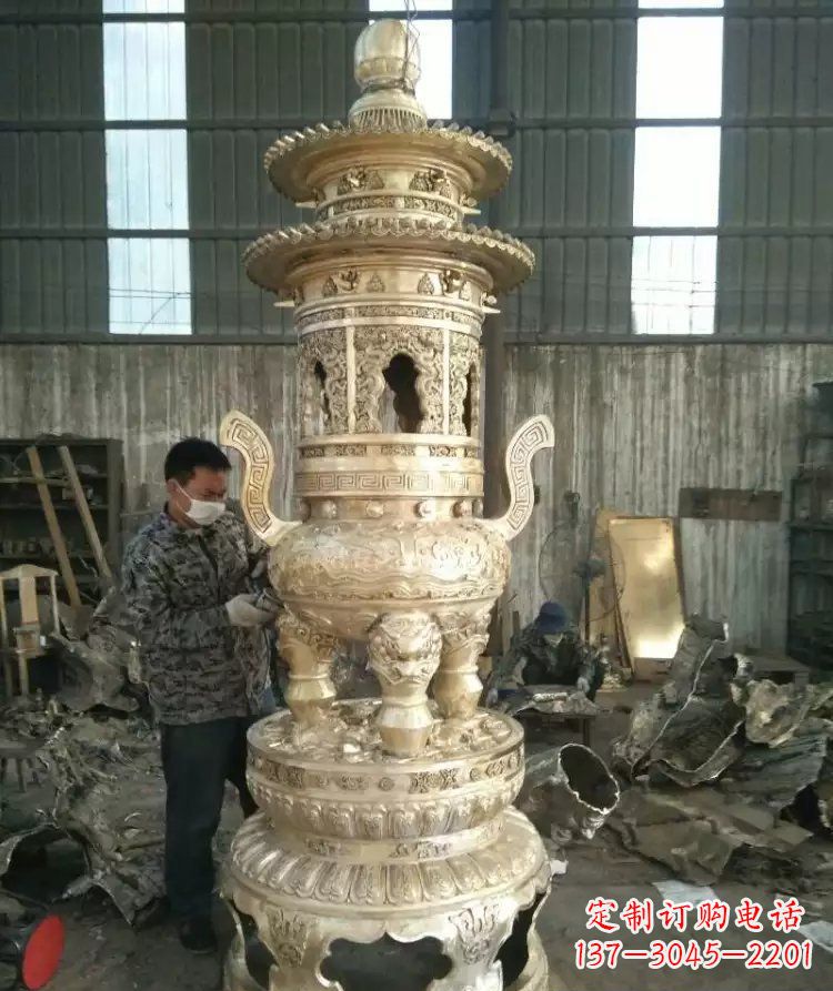 黄冈寺庙香炉铜雕 (5)