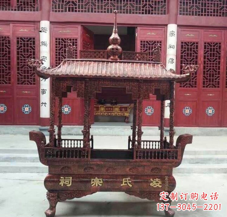 黄冈寺庙香炉铜雕