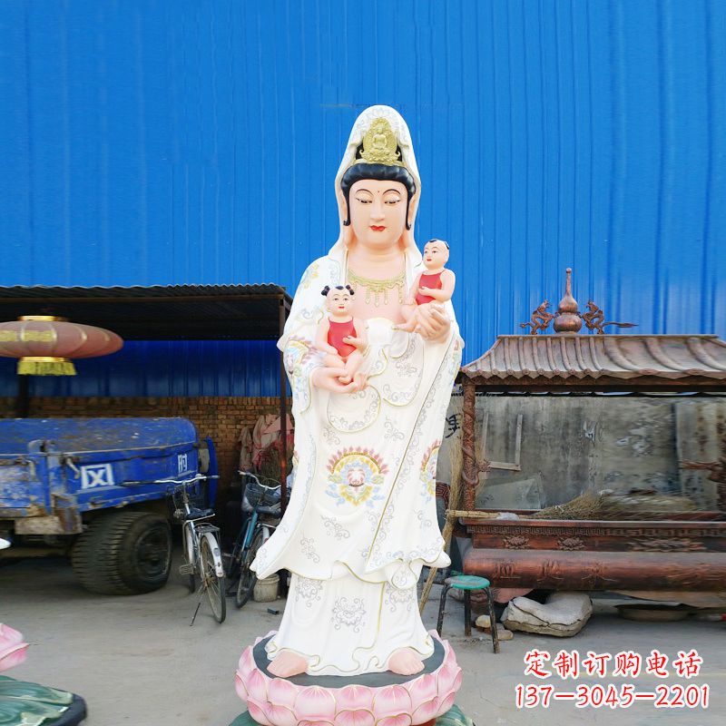 黄冈送子观音彩绘玻璃钢雕塑